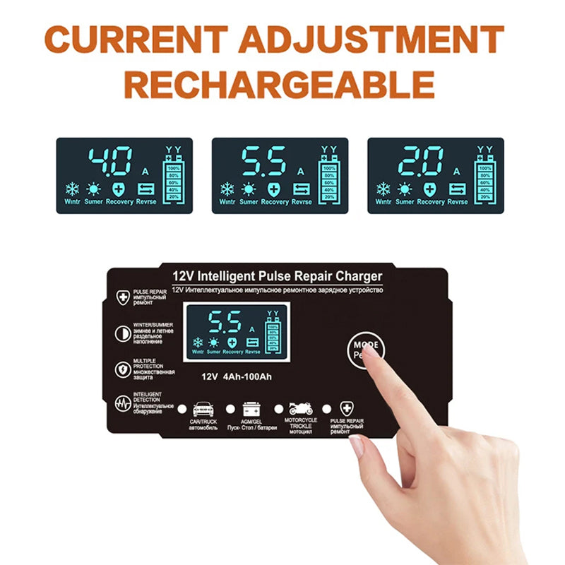 12V 6A Smart Battery Maintainer with Pulse Repair & Auto Shutoff for Cars, Motorcycles & SUVs