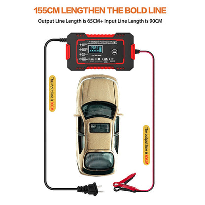 12V Smart Automatic Battery Charger with Pulse Repair & Winter Mode for Cars & Motorcycles