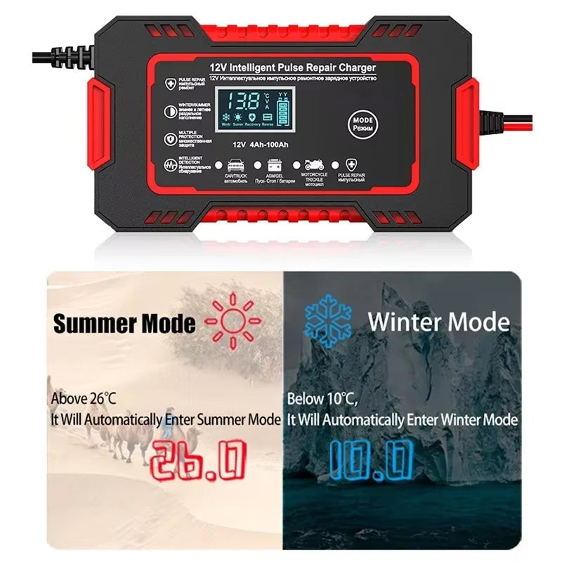 12V 6A Smart Battery Maintainer with Pulse Repair & Auto Shutoff for Cars, Motorcycles & SUVs
