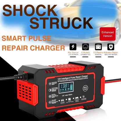 12V Smart Automatic Battery Charger with Pulse Repair & Winter Mode for Cars & Motorcycles