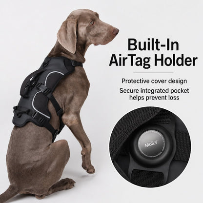 Ortekor AirTag-Compatible Escape-Resistant Dog Harness for Outdoor Walks - Secure Control for Dogs That Pull