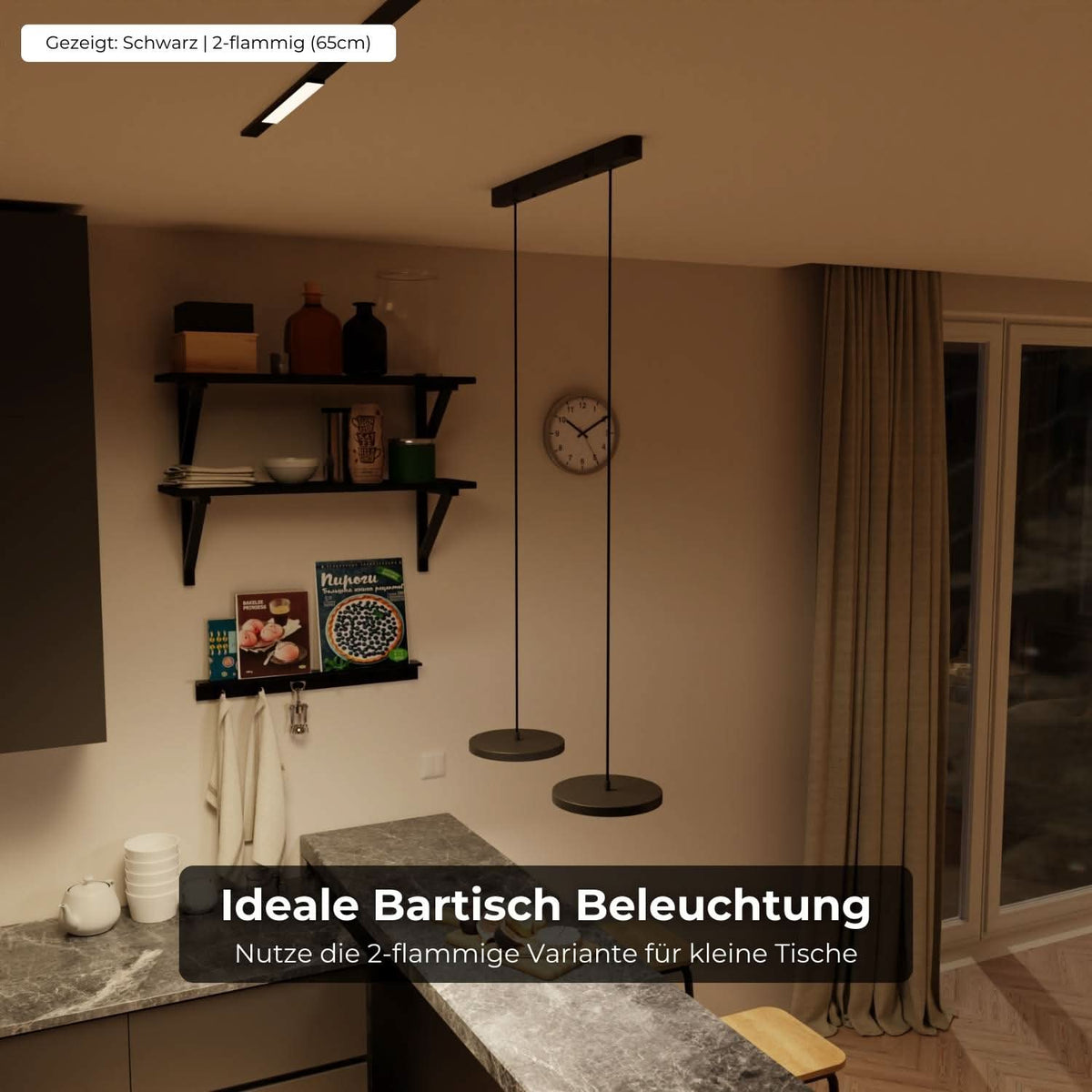 Adjustable Multi-Light LED Ceiling Fixture for Dining Room & Kitchen Island – Black Aluminum Suspended Lamp with Dimmable Color Temperature