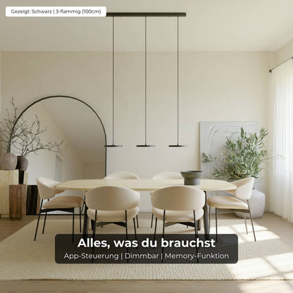 Adjustable Multi-Light LED Ceiling Fixture for Dining Room & Kitchen Island – Black Aluminum Suspended Lamp with Dimmable Color Temperature