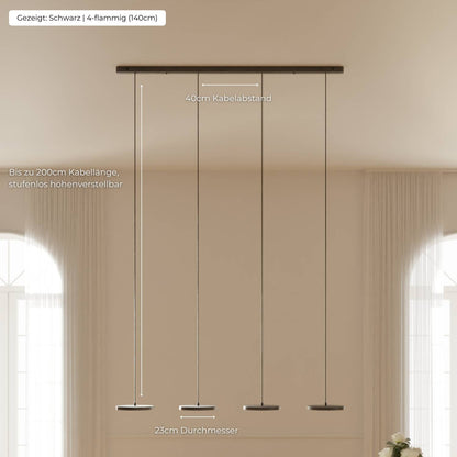 Adjustable Multi-Light LED Ceiling Fixture for Dining Room & Kitchen Island – Black Aluminum Suspended Lamp with Dimmable Color Temperature