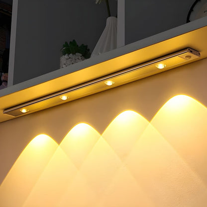Rechargeable Motion-Sensor LED Under Cabinet Light Bar – 12 in, Dimmable, 3 Color Temps – Wireless Closet & Kitchen Lighting