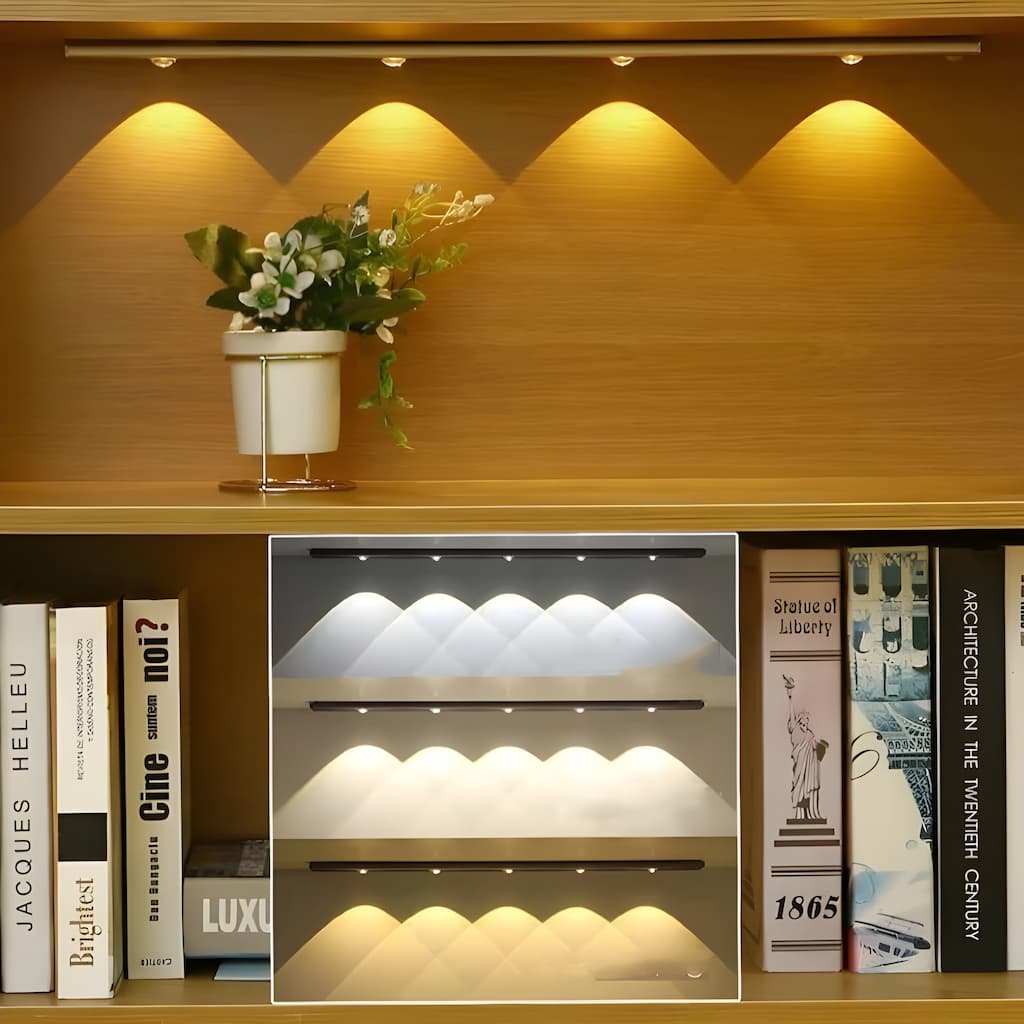 Rechargeable Motion Sensor Under Cabinet Light Bar USB Powered Closet Lighting Stick-On Wireless Stairway Night Light Dimmable Adjustable Co