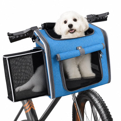 Ortekor 4-in-1 Expandable Bike Pet Carrier Backpack for Cats &Small Dogs - Hands-Free Rides, Car Travel & Vet Trips with Extra Breathing Room