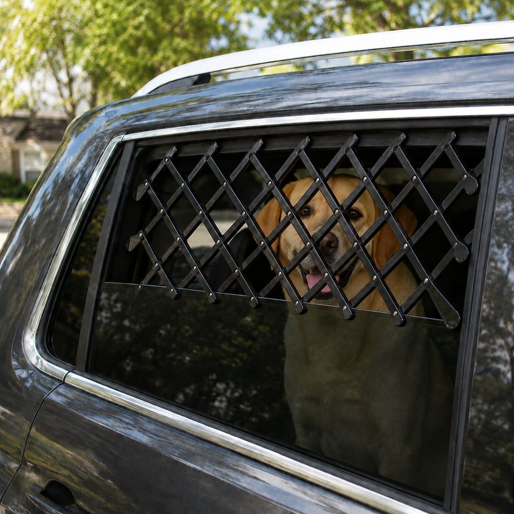 Ortekor Expandable Dog Car Window Guard for Car Rides - Adjustable Rear Window Barrier for Curious Dogs