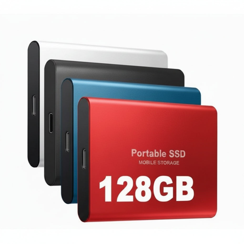 Portable SSD 128GB External Hard Drive USB C, Small External SSD for Laptop and PC with Aluminum Casing, Portable Hard Drive