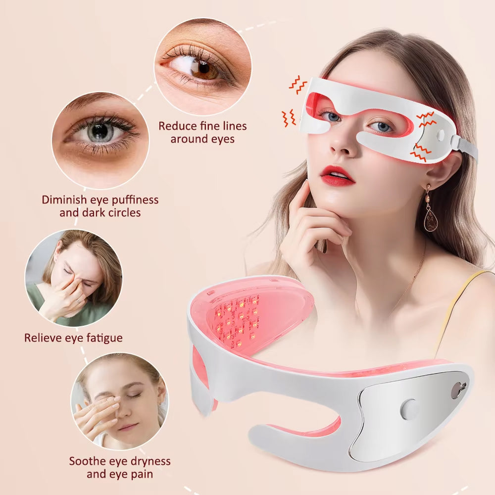 LED Eye Massager with Vibration & Light Therapy for Tired Eyes, Dark Circles & Puffiness – Rechargeable Eye Care Device