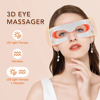 LED Eye Massager with Vibration & Light Therapy for Tired Eyes, Dark Circles & Puffiness – Rechargeable Eye Care Device