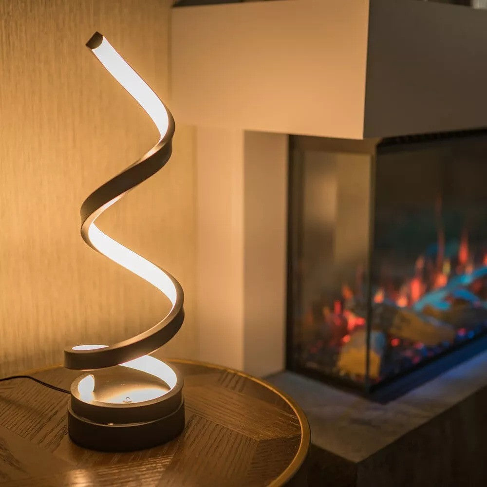 Curved Metal Desk Lamp with Dimmable LED Light and 3 Color Modes for Bedroom Office and Living Room