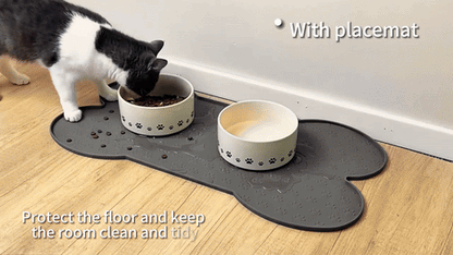 Benson Dog Food Mat - Waterproof Silicone, Non-Slip Bone Shape