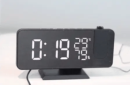 FM Radio Alarm Clock with LED Projection and USB Charging Port