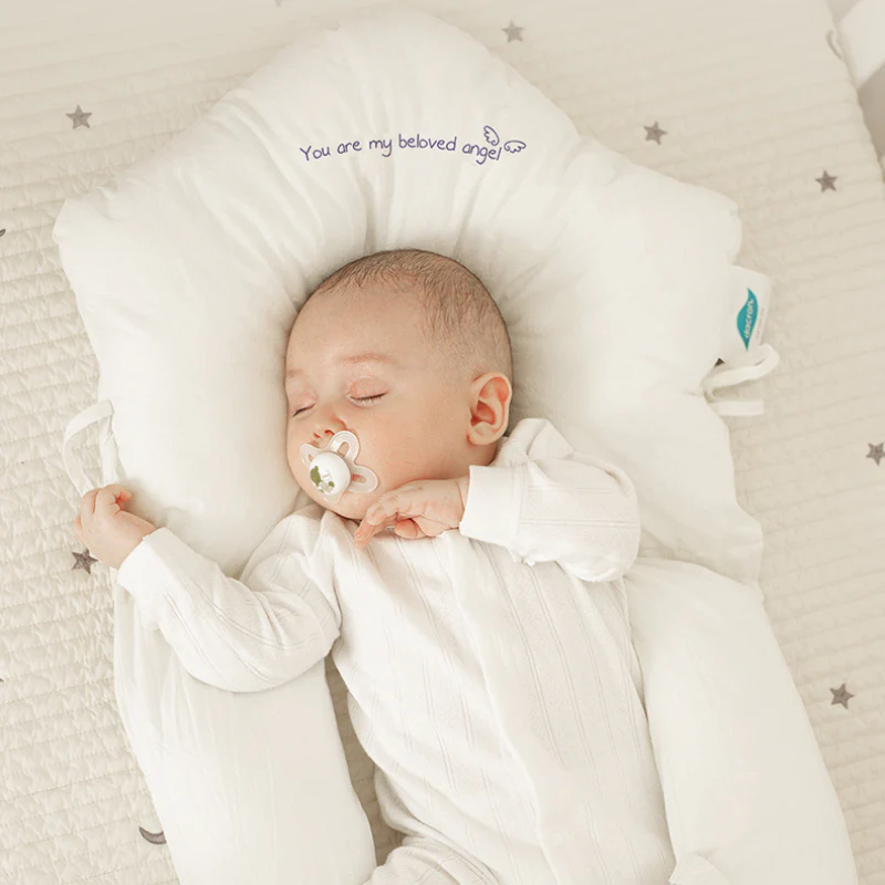 Infant Head Support Sleep Pillow – Ergonomic Cotton Cushion for Newborns & Toddlers – Cradle & Crib Pillow with Memory Fiber Fill