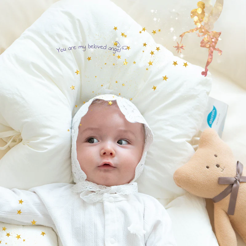 Infant Head Support Sleep Pillow – Ergonomic Cotton Cushion for Newborns & Toddlers – Cradle & Crib Pillow with Memory Fiber Fill