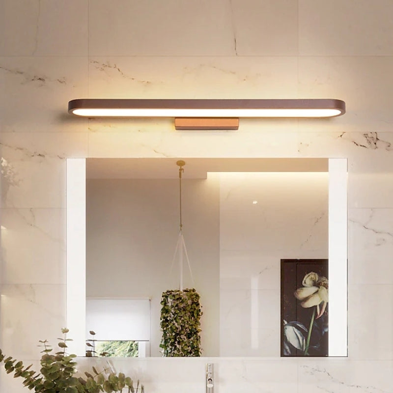 Linear LED Vanity Light for Bathroom Mirror 31-Inch Aluminum Coffee Brown Modern Wall Sconce for Makeup Grooming Dressing Table Fixed Mount