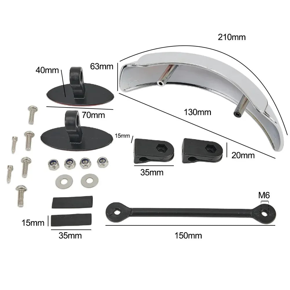 Motorcycle Blind Spot Mirror 180-Degree Parabolic Center-Mount