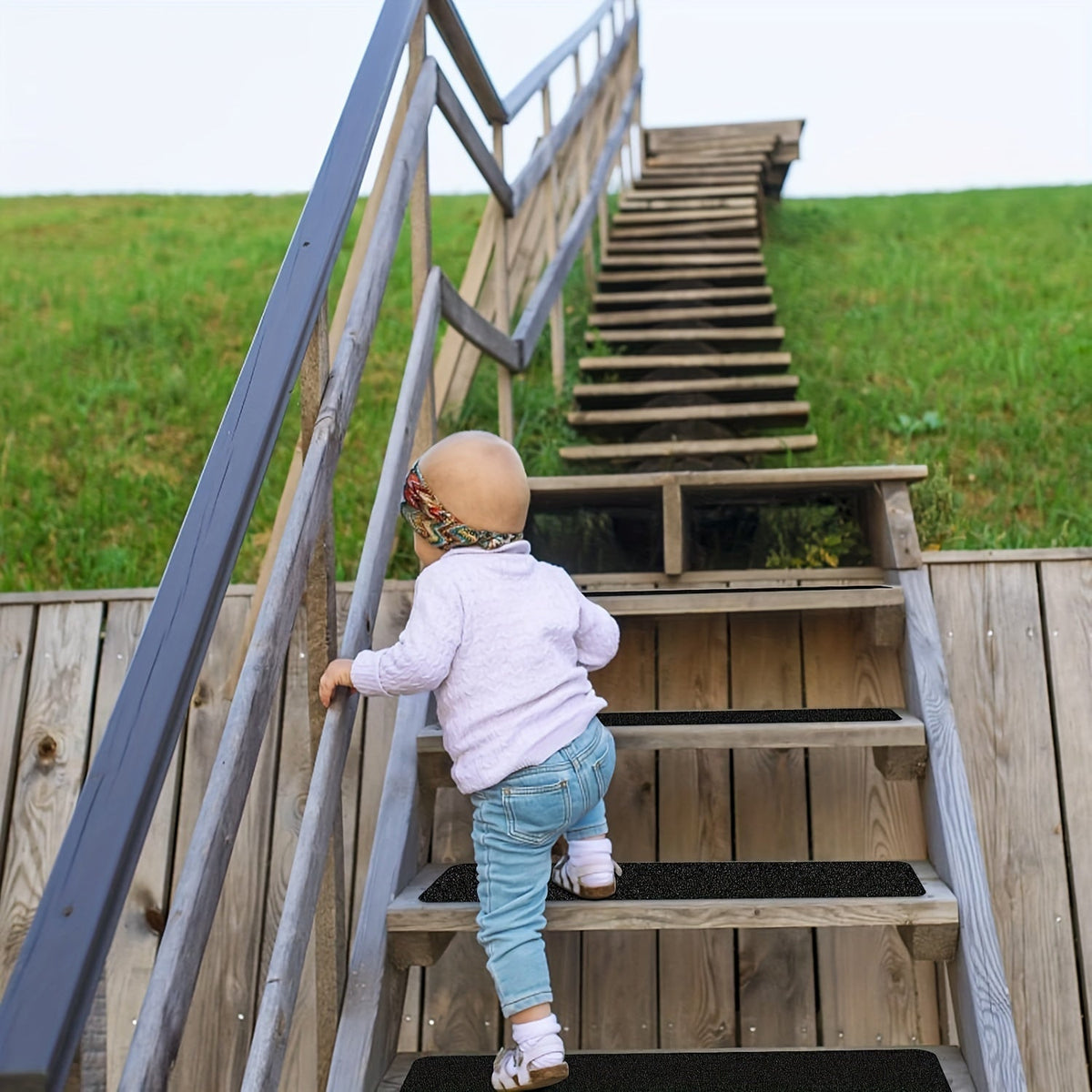 Anti-Slip Grip Tape for Steps – 10-Sheet Pack, 6×24 Inch Textured Traction Strips for Indoor Outdoor Stairs, Decks & Ramps
