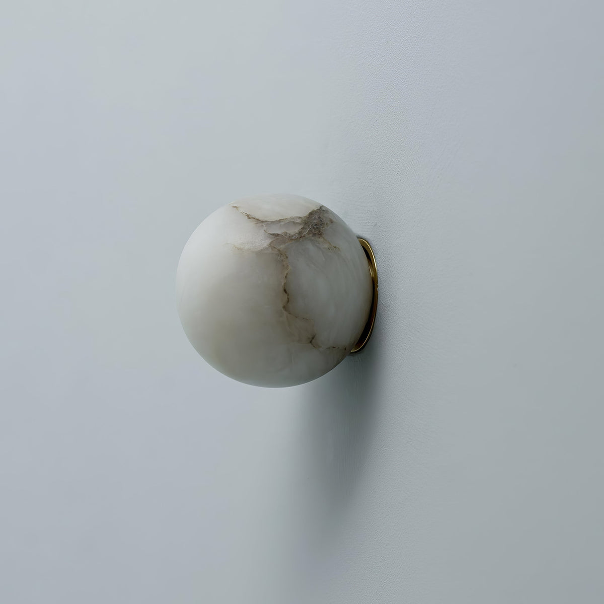 Compact Alabaster Sconce 5 in Globe Natural Stone Diffuser Modern Minimalist Lighting for Bedroom Hallway Entryway Accent Wall Mount Fixture