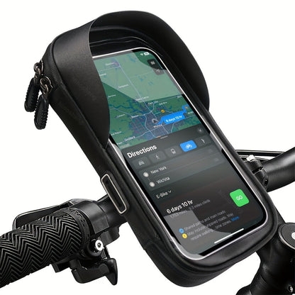 Waterproof Phone Mount for Motorcycle & Bicycle with 360° Rotation | Universal Handlebar Holder for Navigation & Music | Touch-Sensitive