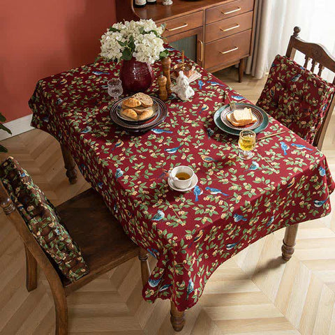 Liora Heritage Tablecloth - Floral and Bird Pattern, Machine Washable Polyester