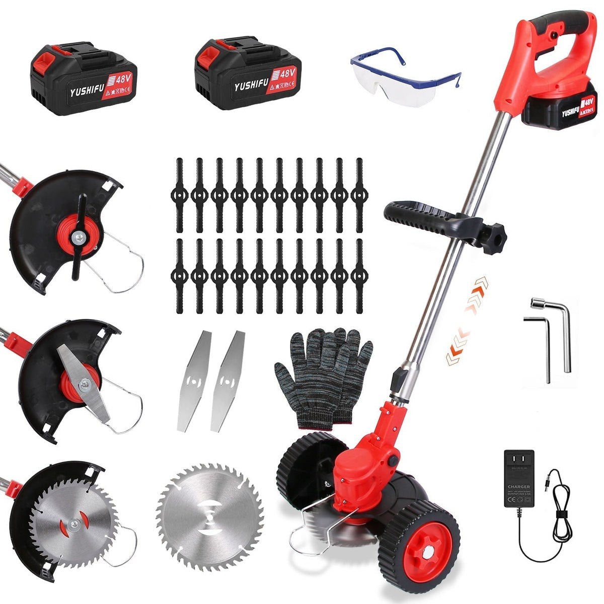 Electric Weed Eater, Electric Weed Wacker, Lawn Edger, Battery Powered Grass Cutter, Battery Weed Trimmer with Wheels