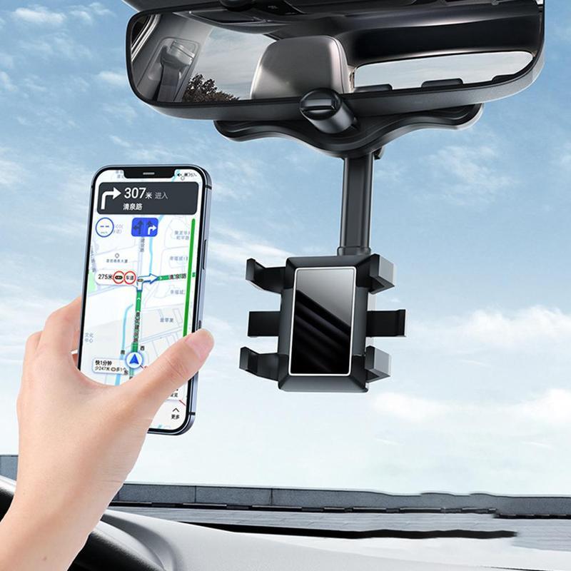 Cell Phone Mount for Car Mirror Clip-On Holder with 360° Swivel Adjustment for Hands-Free GPS Navigation & Driving Safety