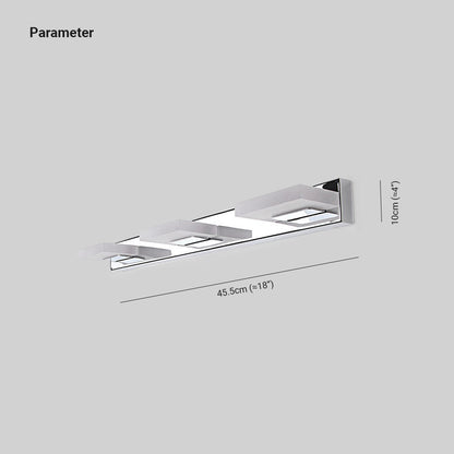 Modern Square LED Vanity Light Wall Sconce – Metal & Acrylic, Silver Finish, Rotatable Bulb for Bathroom Mirror Lighting