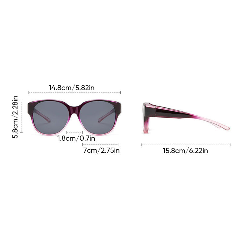 Polarized Over-Prescription-Glasses Sunglasses UV400 Cat-Eye Wraparound Shades for Eyeglass Wearers Driving Outdoor Sports Women Men