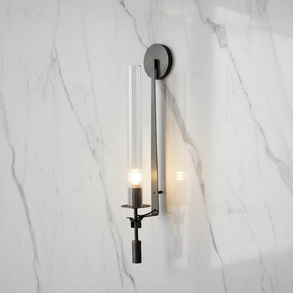 Contemporary Metal and Glass Wall Light Fixture for Bedroom Reading and Ambient Lighting