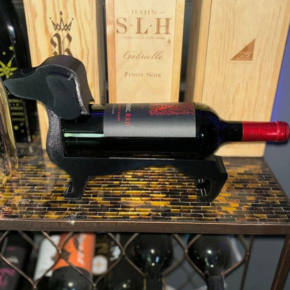 Dachshund Wine Bottle Holder | Resin Table Stand for Wine Display | Kitchen Counter Decor | Wiener Dog Figurine Holder for Red White Wine