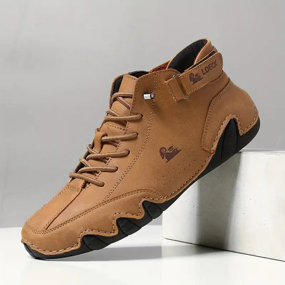 Men's Waterproof High-Top Sneakers with Elastic Slip-On Design - Durable Rubber Sole Boots for Street Style & All-Weather Wear