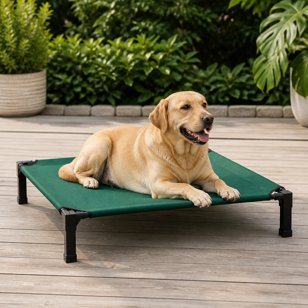 Ortekor Elevated Aluminum Outdoor Dog Bed (Removable Canopy)