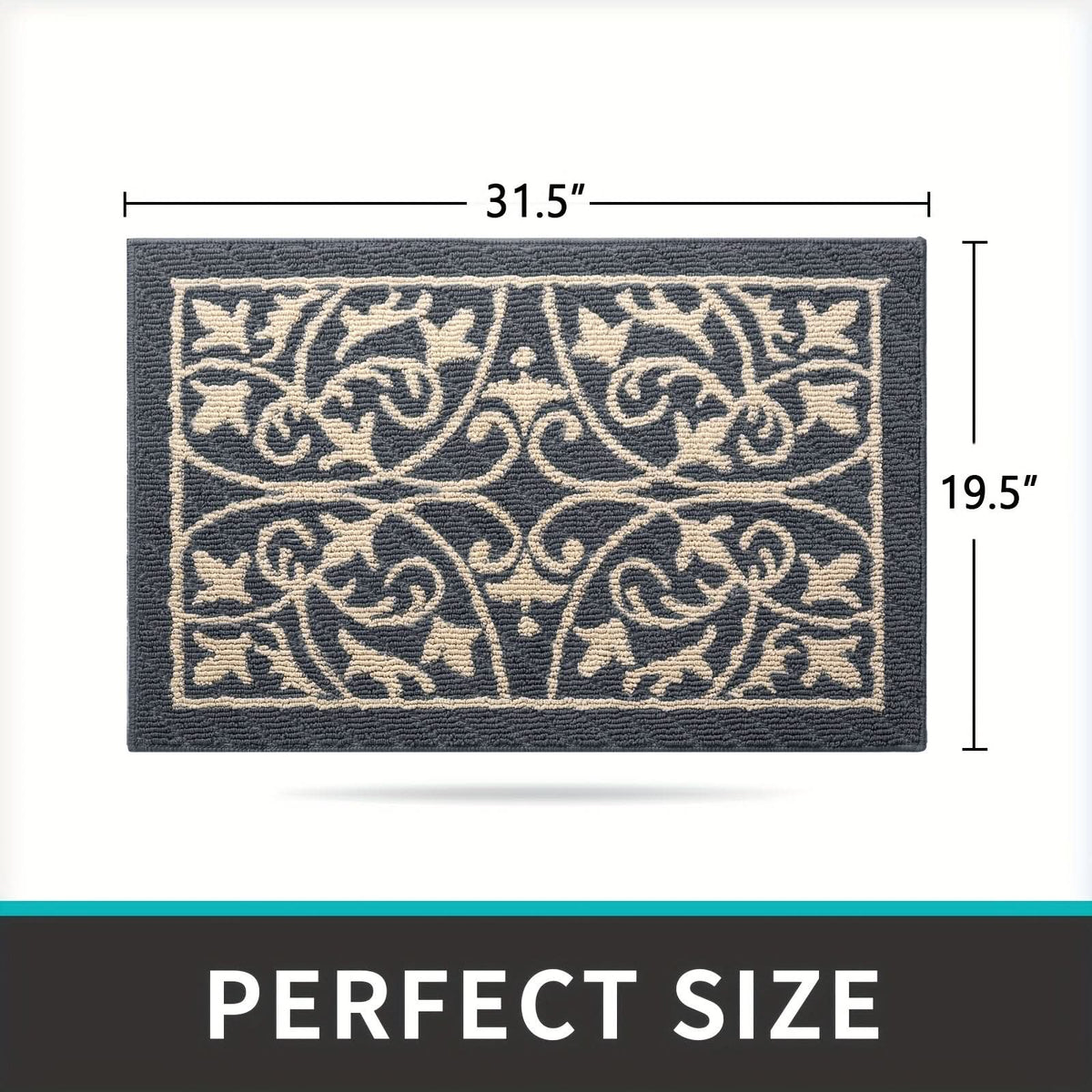 Entryway Mat with Non-Slip Rubber Backing – Low Profile Door Mat for Indoor Use – Traps Dirt & Moisture – Machine Washable