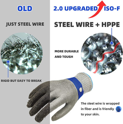 Food Safe Cut-Resistant Glove Made of Stainless Steel Mesh