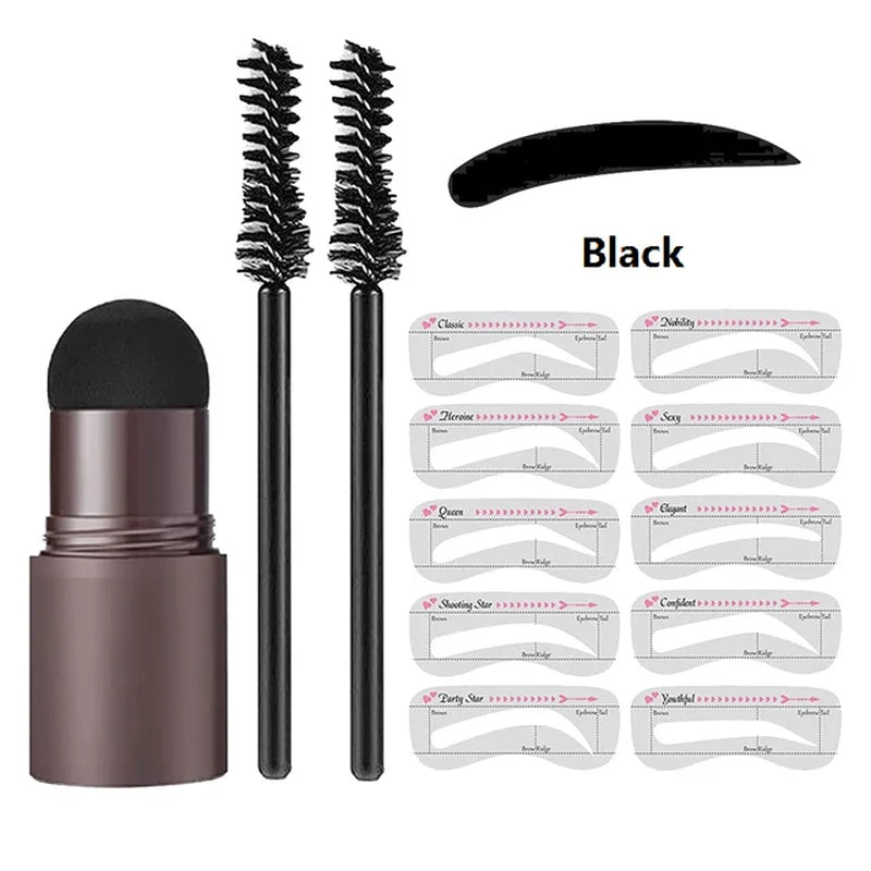 Eyebrow Stamp & Stencil Styling Kit – Quick Shape & Fill Tool for Natural Looking Arches, Includes Multiple Shades & Templates for