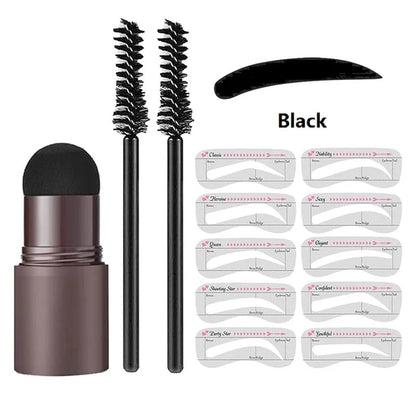 Eyebrow Stamp & Stencil Styling Kit – Quick Shape & Fill Tool for Natural Looking Arches, Includes Multiple Shades & Templates for