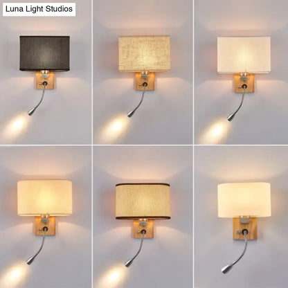 Wall-Mounted Reading Light with Adjustable Spotlight & Fabric Shade – Modern Sconce for Bedroom, Bedside Accent Lighting