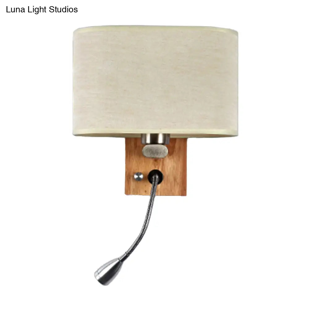 Wall-Mounted Reading Light with Adjustable Spotlight & Fabric Shade – Modern Sconce for Bedroom, Bedside Accent Lighting