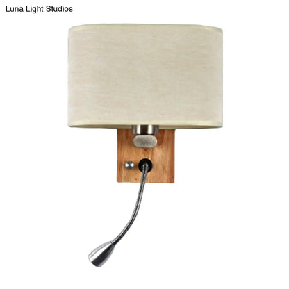 Wall-Mounted Reading Light with Adjustable Spotlight & Fabric Shade – Modern Sconce for Bedroom, Bedside Accent Lighting