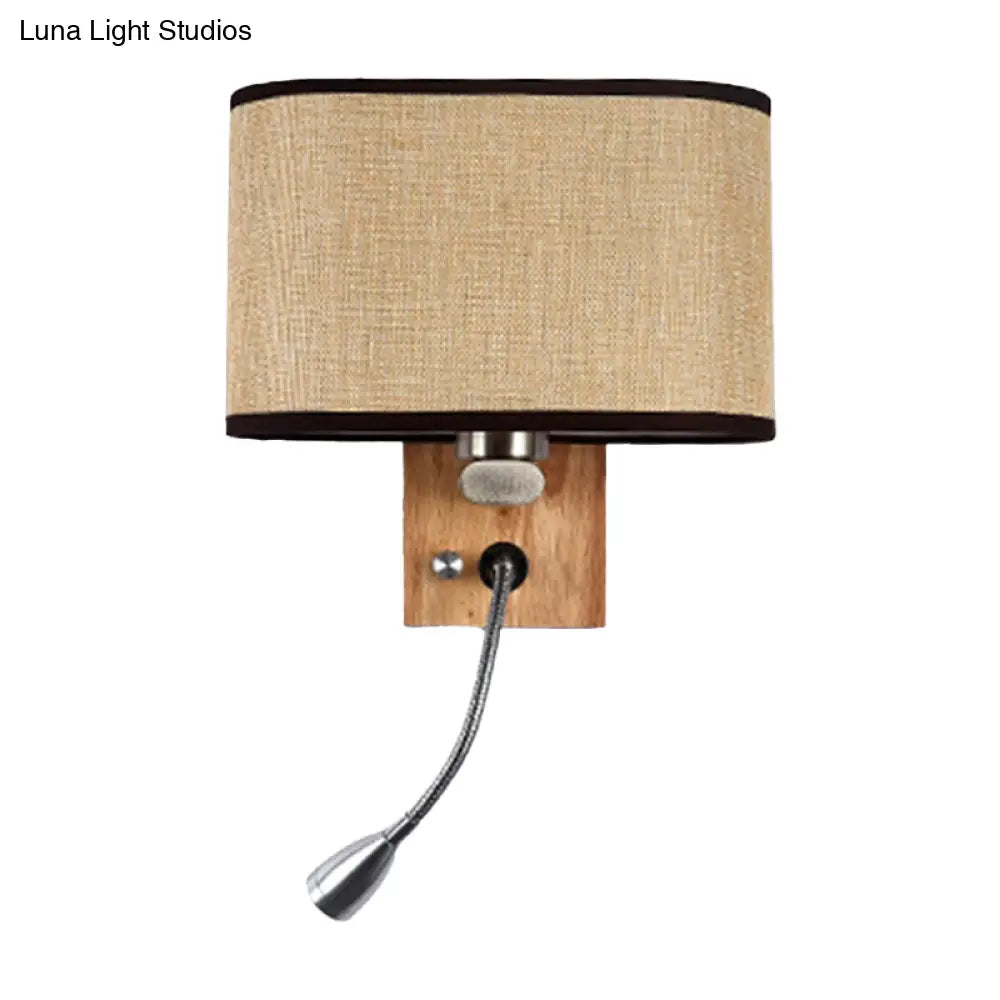 Wall-Mounted Reading Light with Adjustable Spotlight & Fabric Shade – Modern Sconce for Bedroom, Bedside Accent Lighting