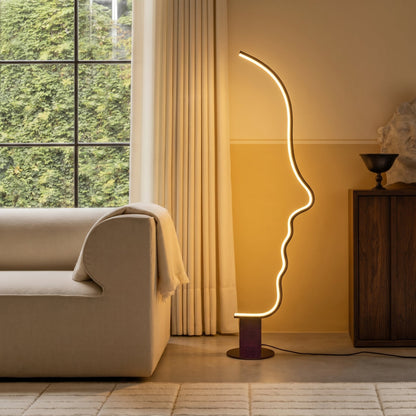 Sculptural Abstract Face Floor Lamp with Warm LED Light for Modern Living Rooms and Reading Nooks