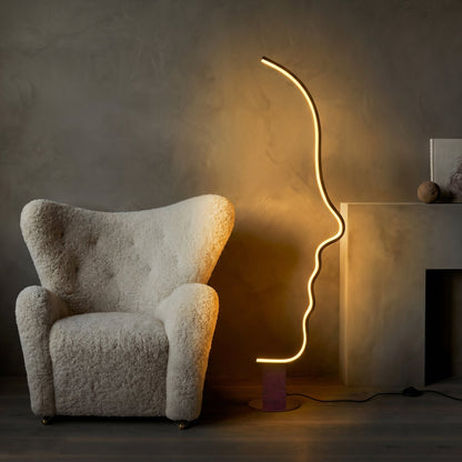 Sculptural Abstract Face Floor Lamp with Warm LED Light for Modern Living Rooms and Reading Nooks