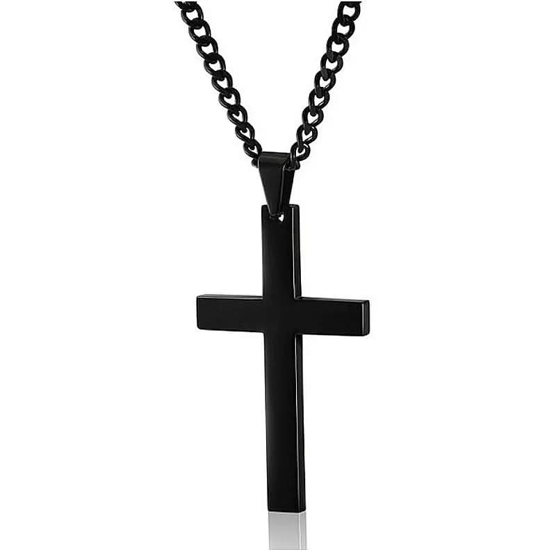 Stainless Steel Cross Pendant Necklace for Men – 24 in Chain, Religious Symbol Jewelry for Everyday & Casual Wear