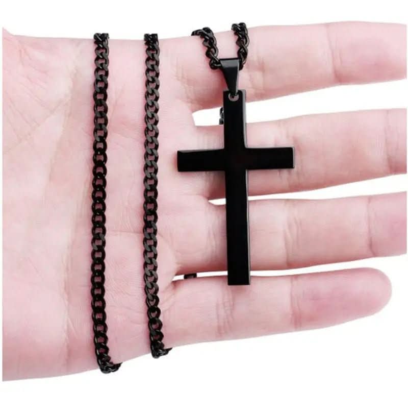 Stainless Steel Cross Pendant Necklace for Men – 24 in Chain, Religious Symbol Jewelry for Everyday & Casual Wear