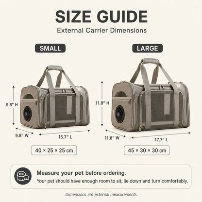 Ortekor Fan-Assisted Pet Carrier for Vet Visits & Road Trips - Ventilated Travel Bag for Cats & Small Dogs