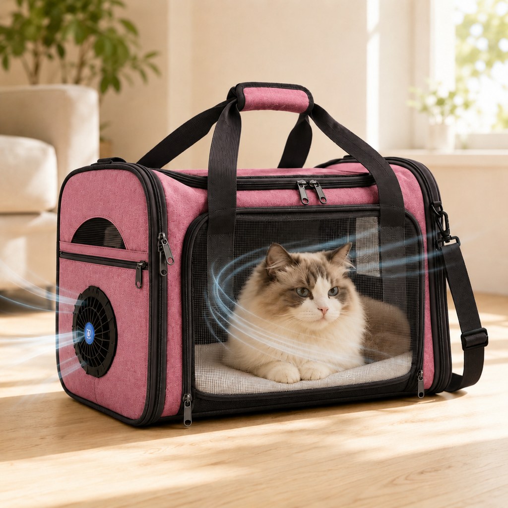 Ortekor Fan-Assisted Pet Carrier for Vet Visits & Road Trips - Ventilated Travel Bag for Cats & Small Dogs