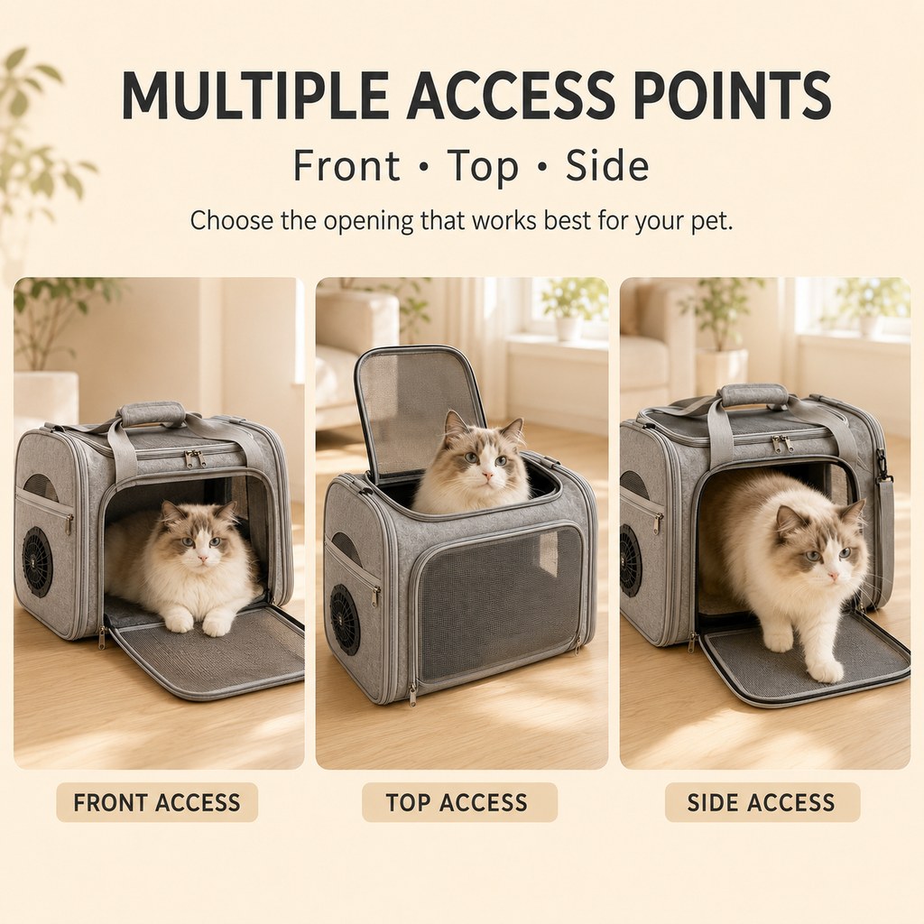 Ortekor Fan-Assisted Pet Carrier for Vet Visits & Road Trips - Ventilated Travel Bag for Cats & Small Dogs