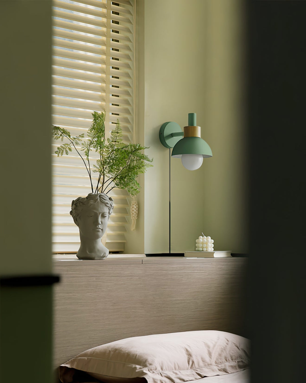 Plug-In Wall Sconce with Wood Accent 6×7 Inches E26 LED Fixture for Bedroom Hallway Living Room Indoor Decorative Lighting Compact Modern Wa